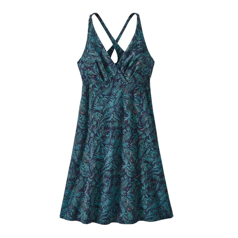 Patagonia Teal and Navy Tropical Print Strappy Sundress